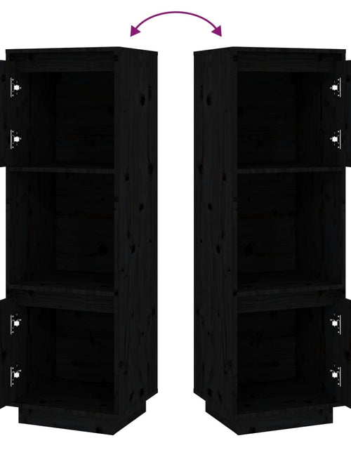 Încărcați imaginea în vizualizatorul Galerie, Dulap înalt, negru, 38x35x117 cm, lemn masiv de pin Lando - Lando
