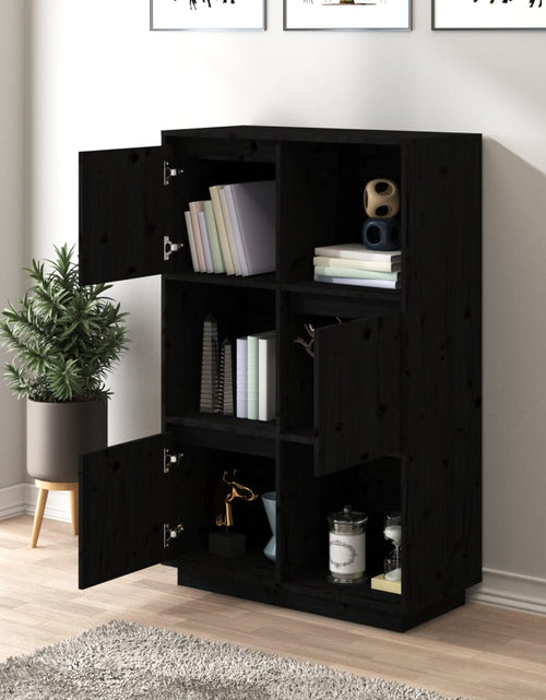Загрузите изображение в средство просмотра галереи, Dulap înalt, negru, 74x35x117 cm, lemn masiv de pin Lando - Lando
