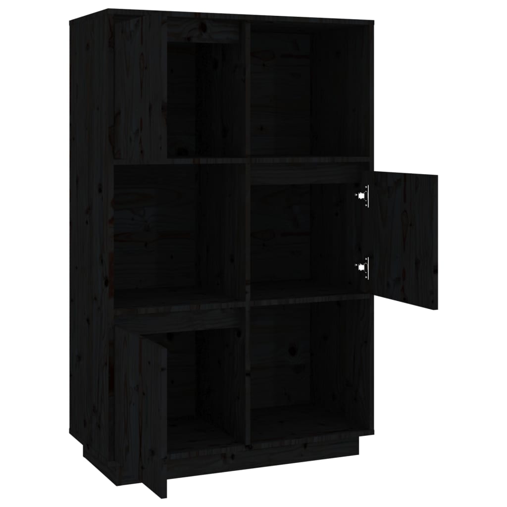 Dulap înalt, negru, 74x35x117 cm, lemn masiv de pin Lando - Lando