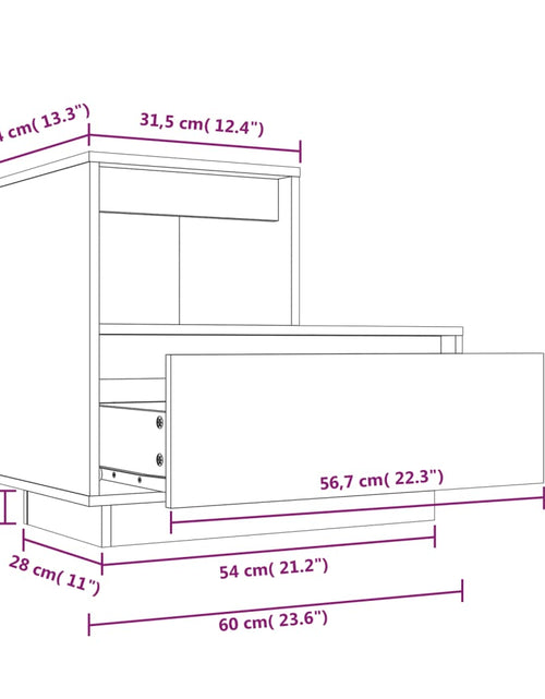 Încărcați imaginea în vizualizatorul Galerie, Noptieră, 60x34x51 cm, lemn masiv de pin - Lando

