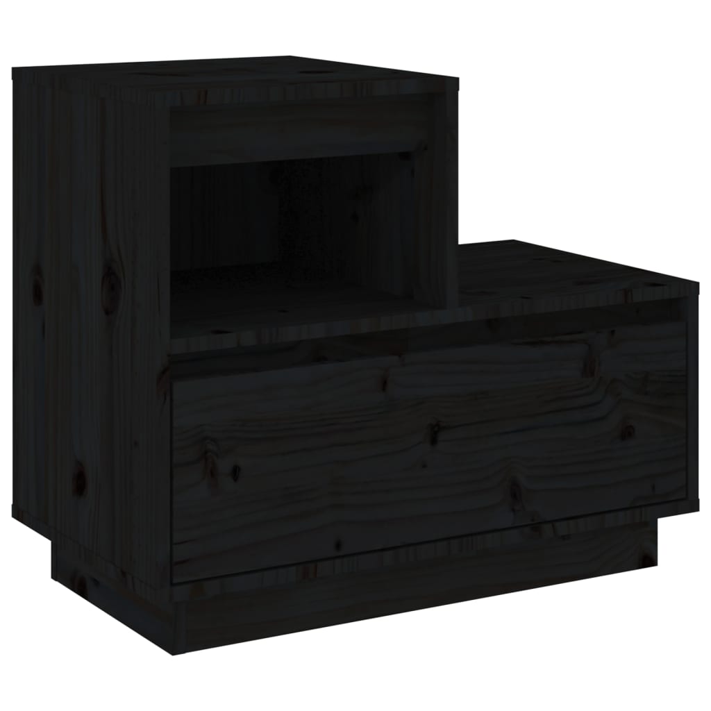 Noptieră, negru, 60x34x51 cm, lemn masiv de pin - Lando