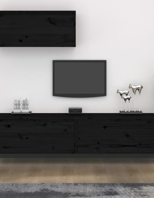 Încărcați imaginea în vizualizatorul Galerie, Comode TV, 3 buc., negru, lemn masiv de pin Lando - Lando
