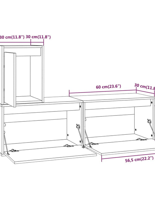 Загрузите изображение в средство просмотра галереи, Comode TV, 3 buc., negru, lemn masiv de pin Lando - Lando
