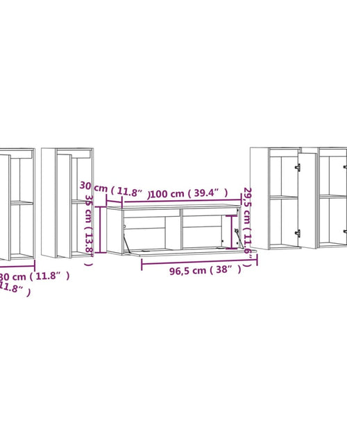 Încărcați imaginea în vizualizatorul Galerie, Comode TV, 5 buc., gri, lemn masiv de pin Lando - Lando
