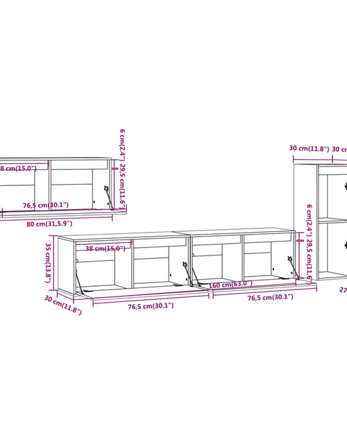 Загрузите изображение в средство просмотра галереи, Comode TV, 4 buc., alb, lemn masiv de pin Lando - Lando
