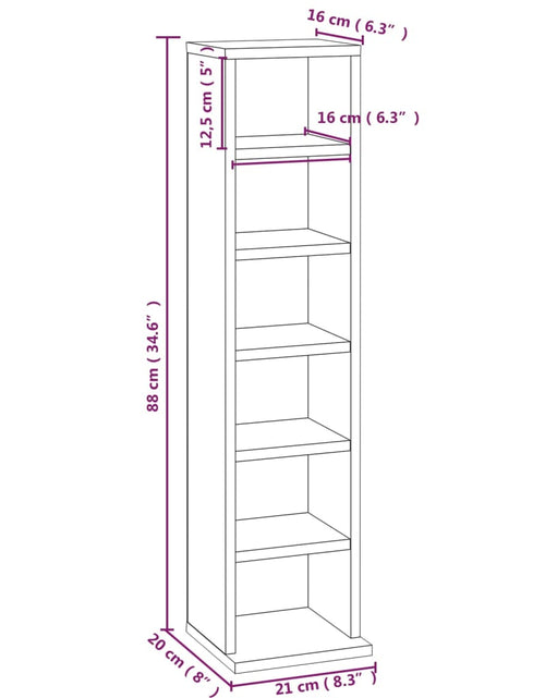 Загрузите изображение в средство просмотра галереи, Dulap CD-uri, stejar maro, 21x20x88 cm, lemn prelucrat - Lando
