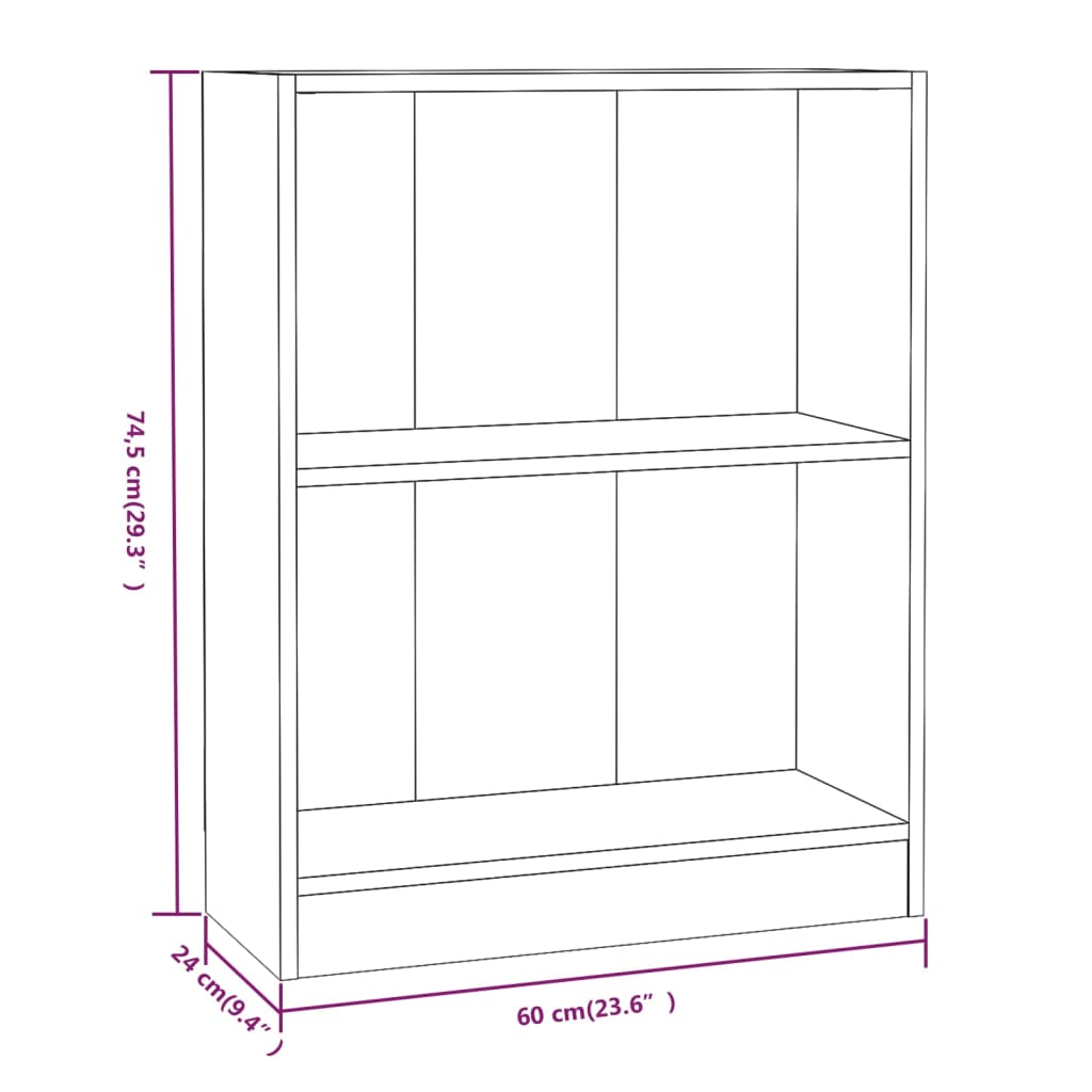 Bibliotecă, gri sonoma, 60x24x74,5 cm, lemn prelucrat Lando - Lando