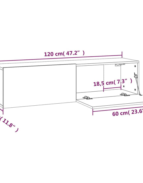 Загрузите изображение в средство просмотра галереи, Comodă TV de perete stejar afumat 120x30x30 cm lemn compozit Lando - Lando
