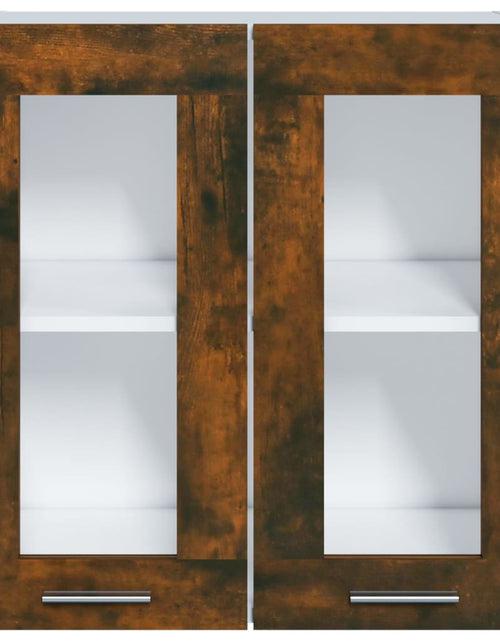 Загрузите изображение в средство просмотра галереи, Dulap suspendat cu sticlă, stejar fumuriu, 60x31x60 cm lemn - Lando
