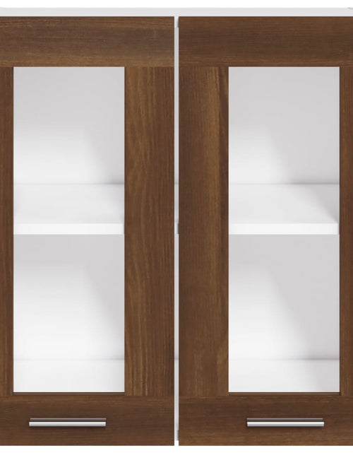 Încărcați imaginea în vizualizatorul Galerie, Dulap suspendat cu sticlă, stejar maro, 60x31x60 cm lemn - Lando
