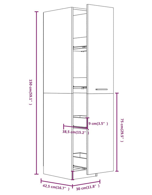 Загрузите изображение в средство просмотра галереи, Dulap de farmacie, Sonoma gri, 30x42,5x150 cm,lemn prelucrat - Lando
