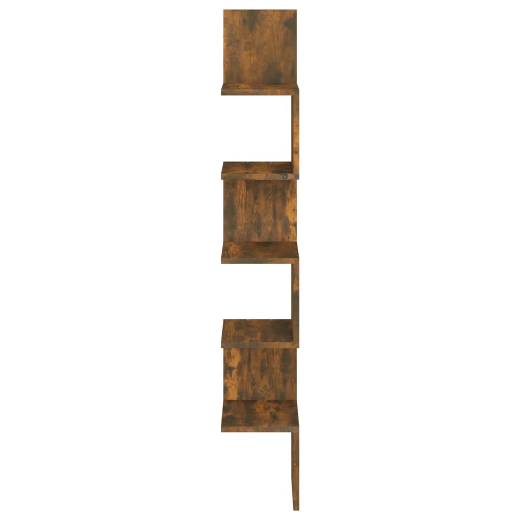 Raft perete de colț stejar afumat 20x20x127,5 cm lemn compozit Lando - Lando