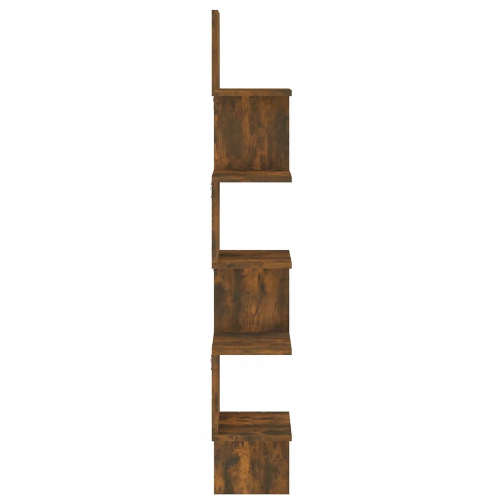 Raft perete de colț stejar afumat 20x20x127,5 cm lemn compozit Lando - Lando