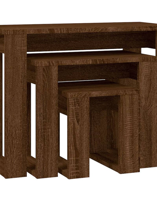 Încărcați imaginea în vizualizatorul Galerie, Mese suprapuse, 3 buc, stejar maro, lemn prelucrat Lando - Lando
