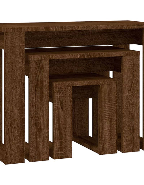 Încărcați imaginea în vizualizatorul Galerie, Mese suprapuse, 3 buc, stejar maro, lemn prelucrat Lando - Lando
