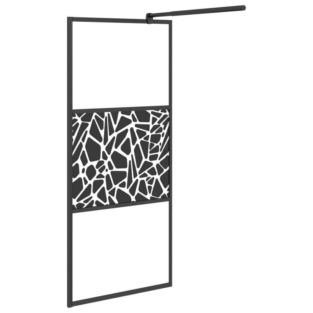 Paravan de duș walk-in negru 80x195 cm sticlă ESG model piatră - Lando