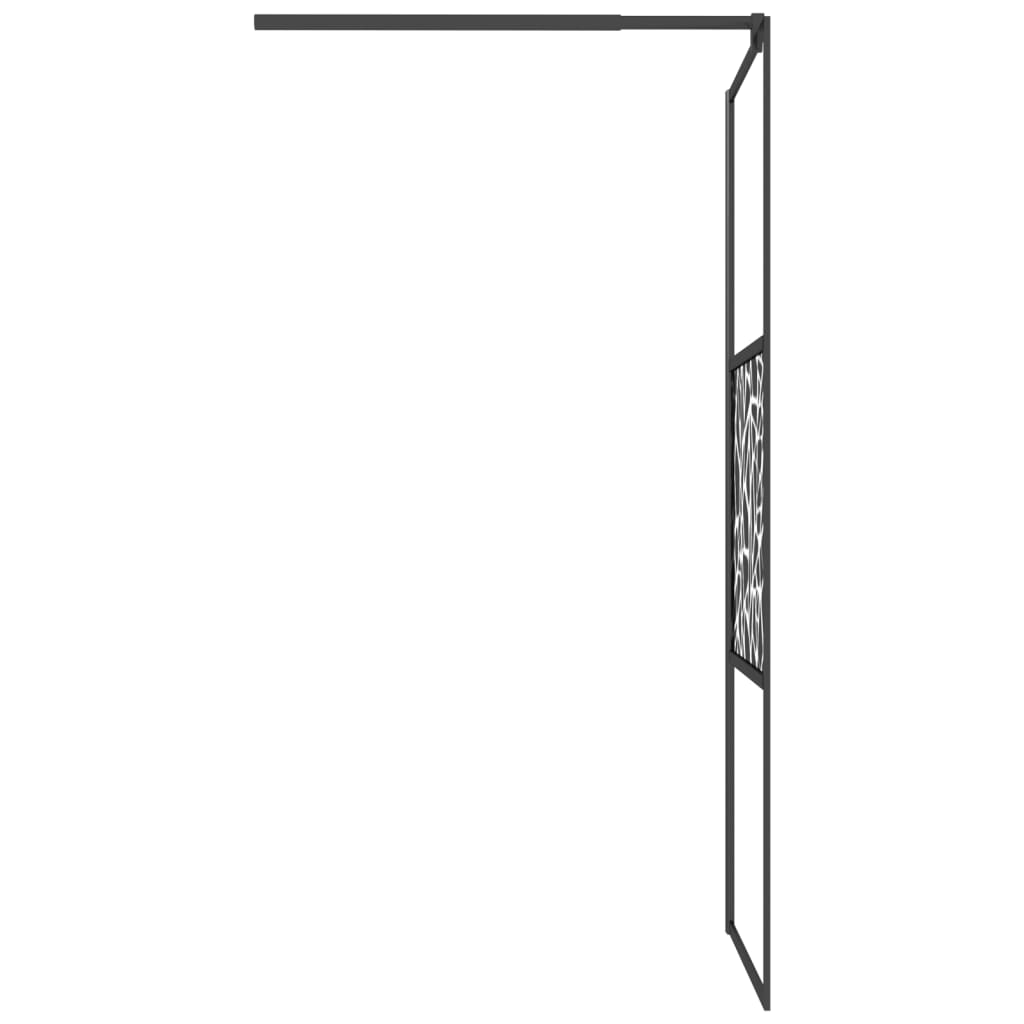 Paravan de duș walk-in negru 80x195 cm sticlă ESG model piatră - Lando