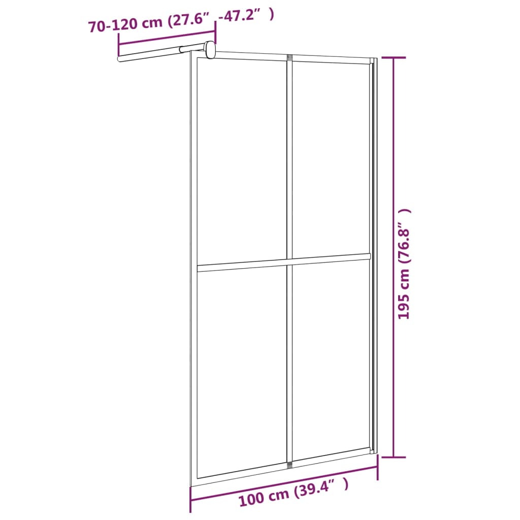 Paravan duș walk-in, 100x195 cm, sticlă securizată închisă Lando - Lando