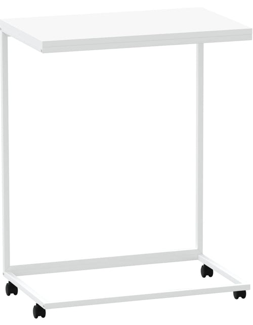 Загрузите изображение в средство просмотра галереи, Măsuță laterală cu roți, alb, 55x35x70 cm, lemn prelucrat Lando - Lando
