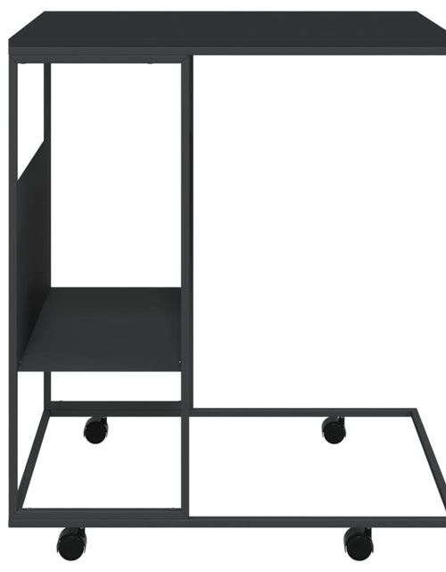 Загрузите изображение в средство просмотра галереи, Măsuță laterală cu roți, negru, 55x36x63,5 cm, lemn prelucrat Lando - Lando
