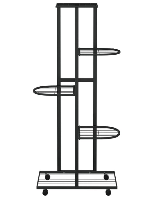 Încărcați imaginea în vizualizatorul Galerie, Suport de flori cu 5 etaje, cu roți, negru, 44x23x100 cm, fier. Lando - Lando
