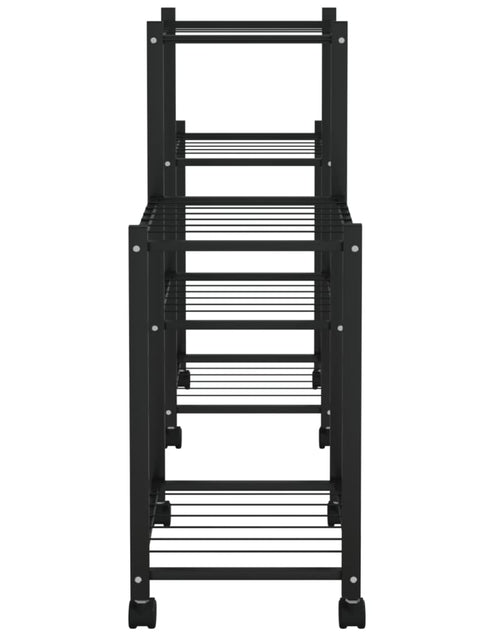 Загрузите изображение в средство просмотра галереи, Suport pentru flori cu roți, 83x25x63,5 cm, negru, fier Lando - Lando
