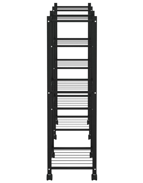 Încărcați imaginea în vizualizatorul Galerie, Suport pentru flori cu roți, 83x25x83,5 cm, negru, fier Lando - Lando
