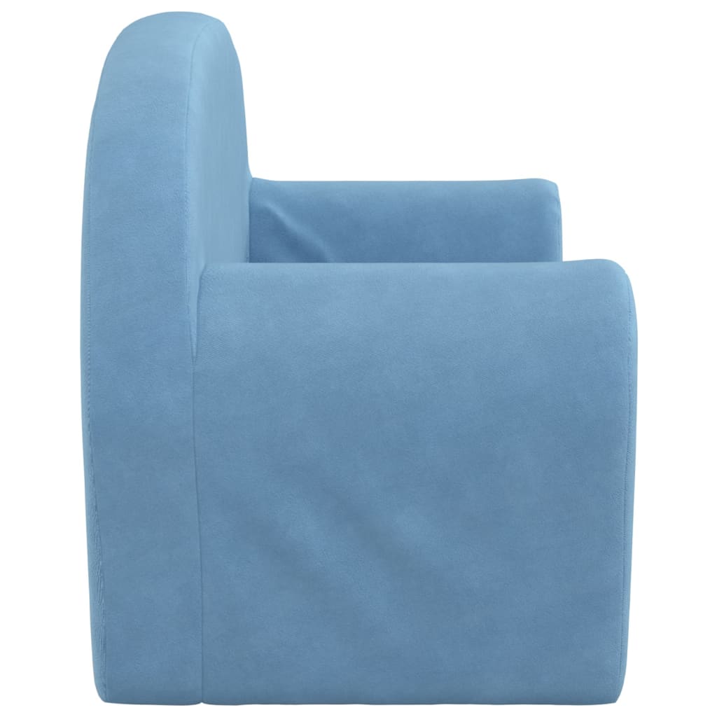 Canapea pentru copii cu 2 locuri, albastru, pluș moale - Lando