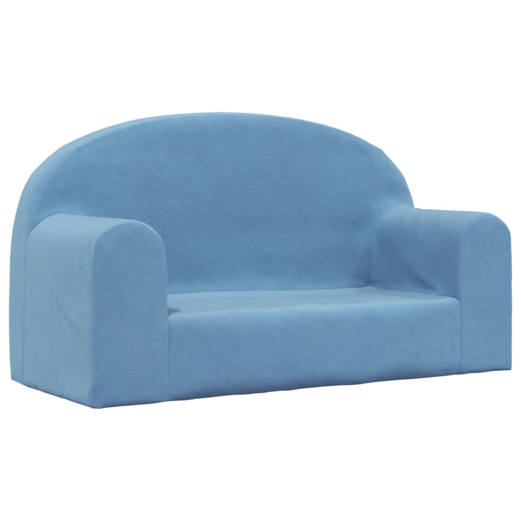 Canapea pentru copii cu 2 locuri, albastru, pluș moale - Lando