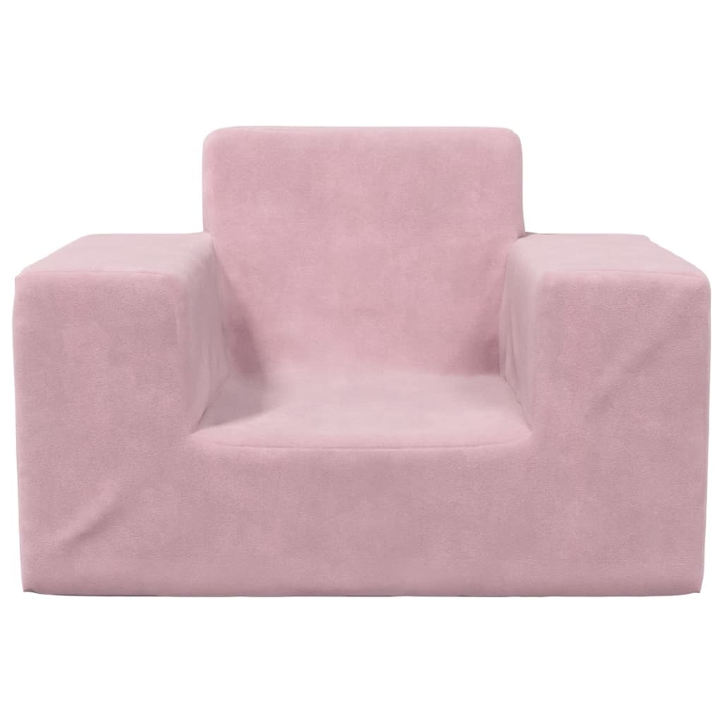 Canapea pentru copii, roz, pluș moale - Lando