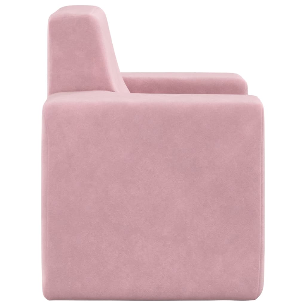 Canapea pentru copii, roz, pluș moale - Lando