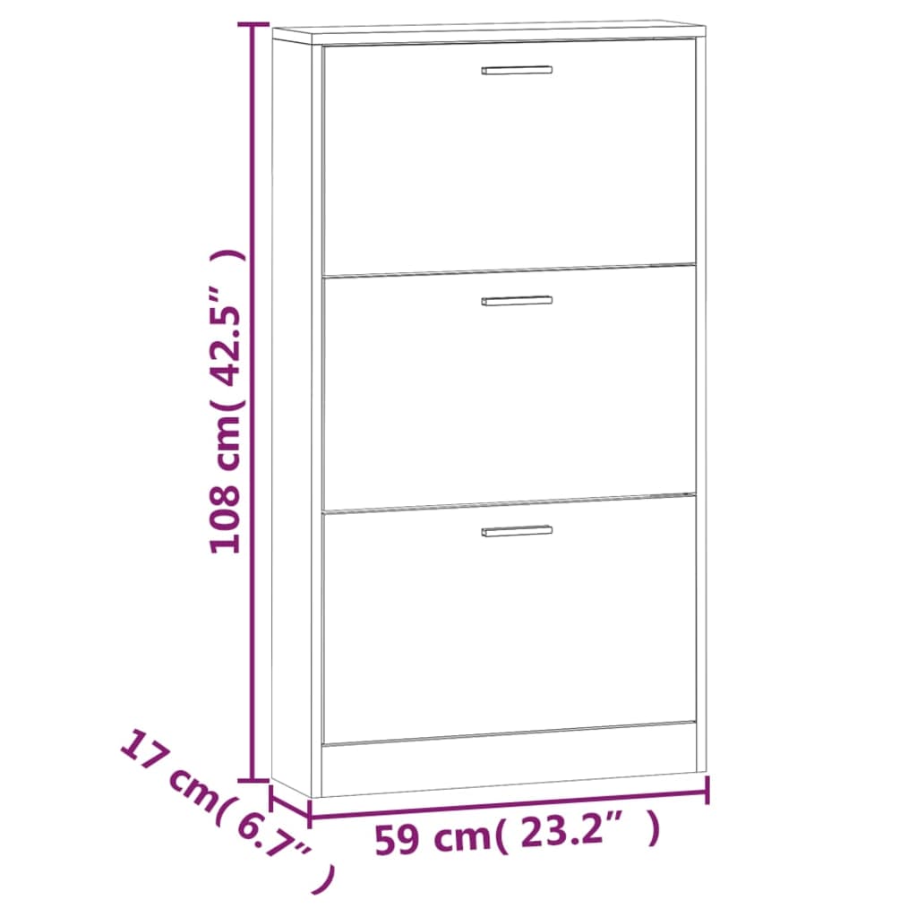 Pantofar, stejar, 59x17x108 cm, lemn prelucrat - Lando