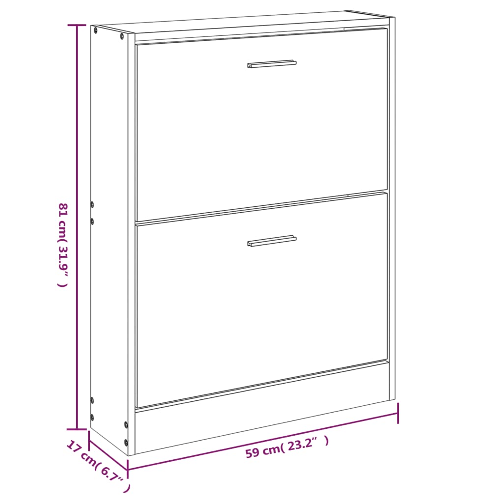 Pantofar, alb, 59x17x81 cm, lemn prelucrat - Lando