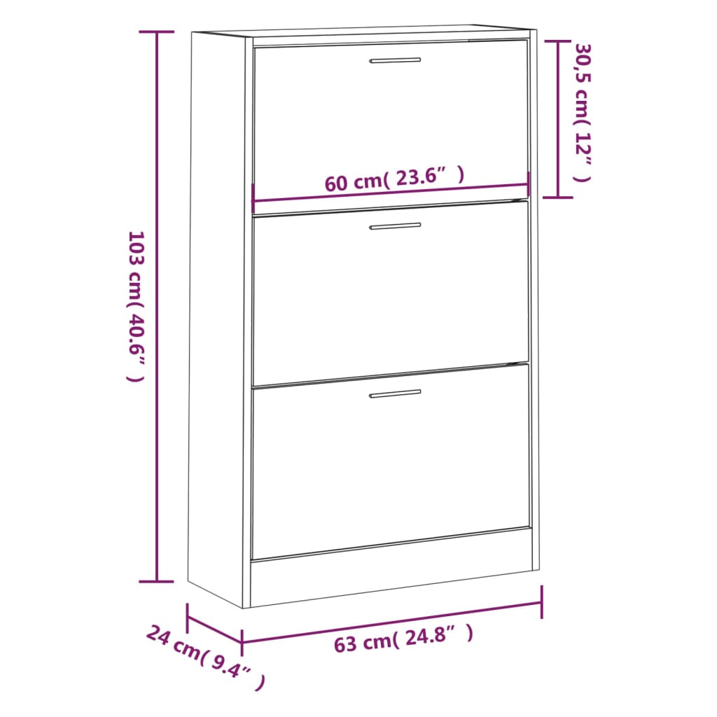 Pantofar, alb, 63x24x103 cm, lemn compozit - Lando