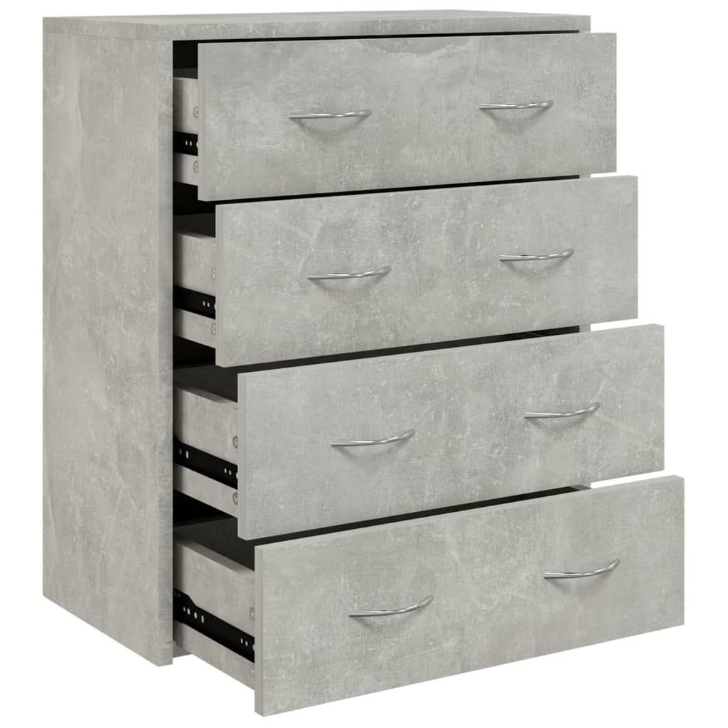 Servantă cu 4 sertare, gri beton, 60x30,5x71 cm - Lando