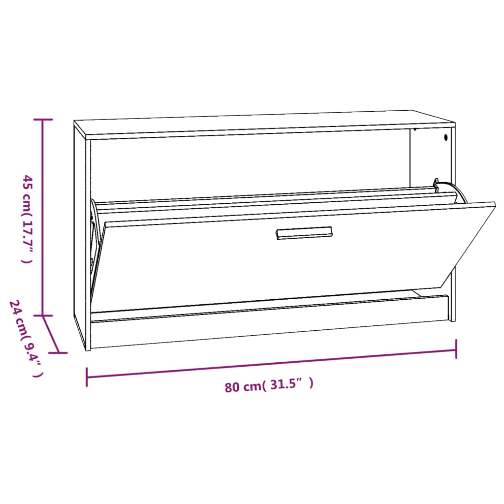 Bancă pentru pantofi stejar fumuriu 80x24x45 cm lemn prelucrat - Lando