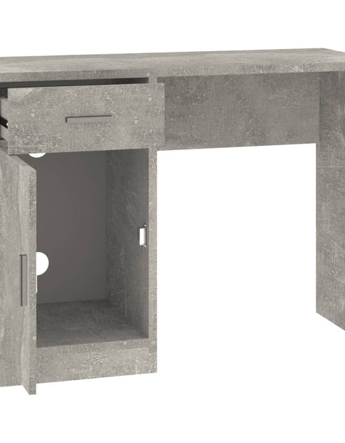 Загрузите изображение в средство просмотра галереи, Birou cu sertar și dulap, gri beton 100x40x73 cm lemn prelucrat - Lando
