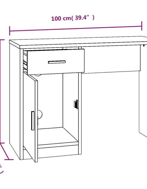 Încărcați imaginea în vizualizatorul Galerie, Birou cu sertar și dulap, stejar maro, 100x40x73 cm, lemn - Lando
