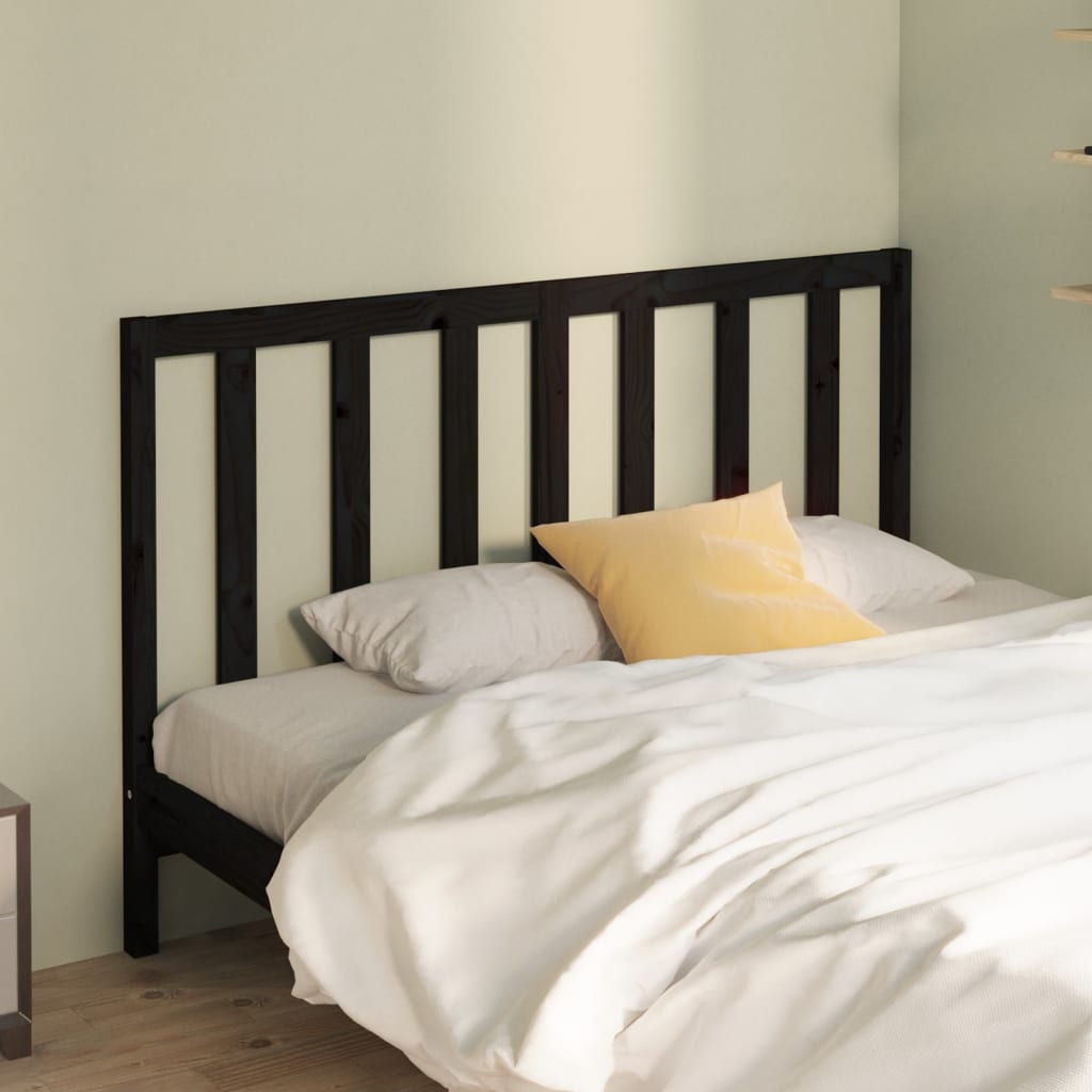 Tăblie de pat, negru, 146x4x100 cm, lemn masiv de pin - Lando