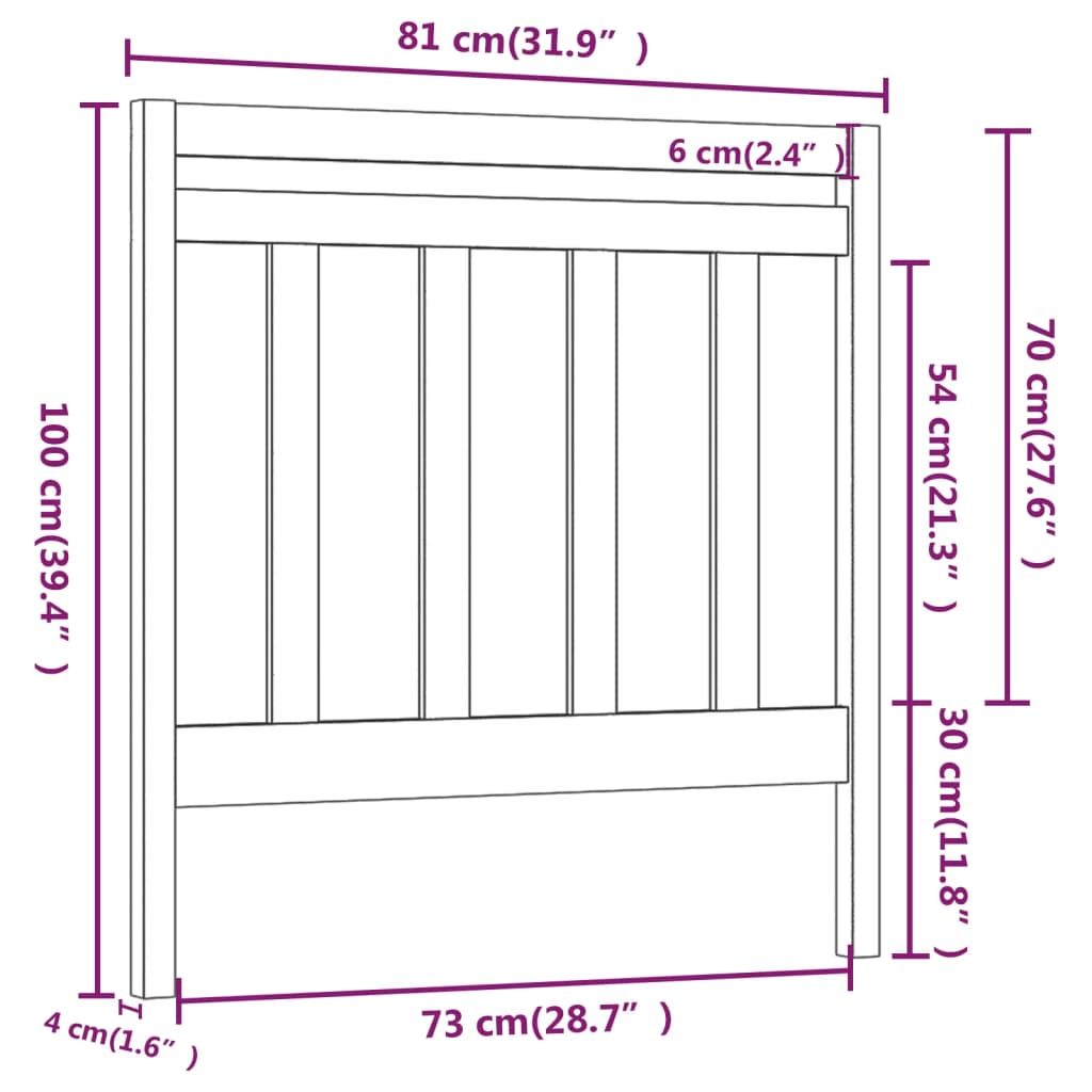 Tăblie de pat, gri, 81x4x100 cm, lemn masiv de pin - Lando