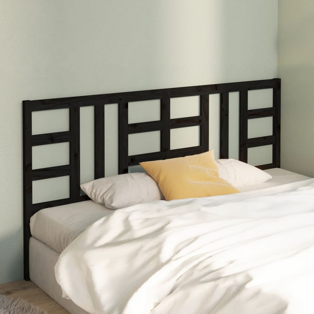Tăblie de pat, negru, 206x4x100 cm, lemn masiv de pin - Lando
