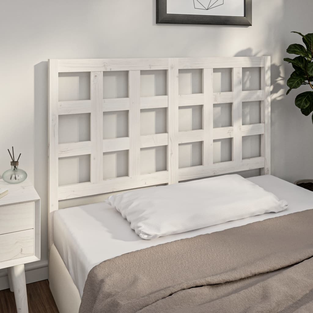 Tăblie de pat, alb, 125,5x4x100 cm, lemn masiv de pin - Lando