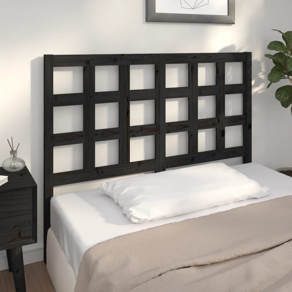 Tăblie de pat, negru, 125,5x4x100 cm, lemn masiv de pin - Lando
