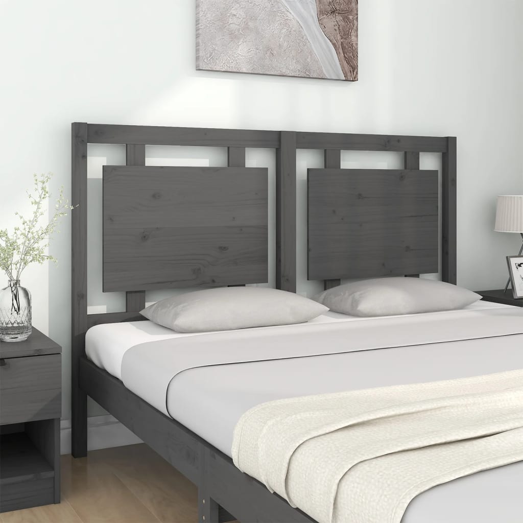 Tăblie de pat, gri, 145,5x4x100 cm, lemn masiv de pin - Lando
