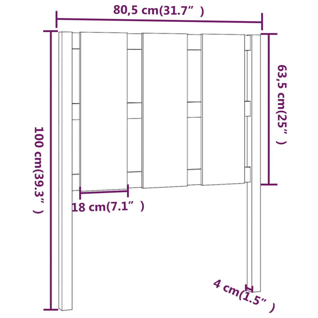 Tăblie de pat, 80,5x4x100 cm, lemn masiv de pin - Lando