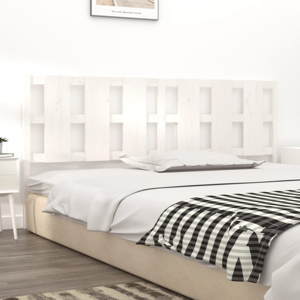 Tăblie de pat, alb, 205,5x4x100 cm, lemn masiv de pin - Lando