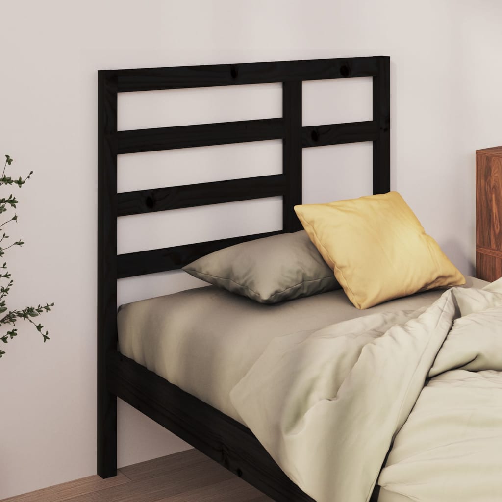Tăblie de pat, negru, 81x4x104 cm, lemn masiv de pin - Lando