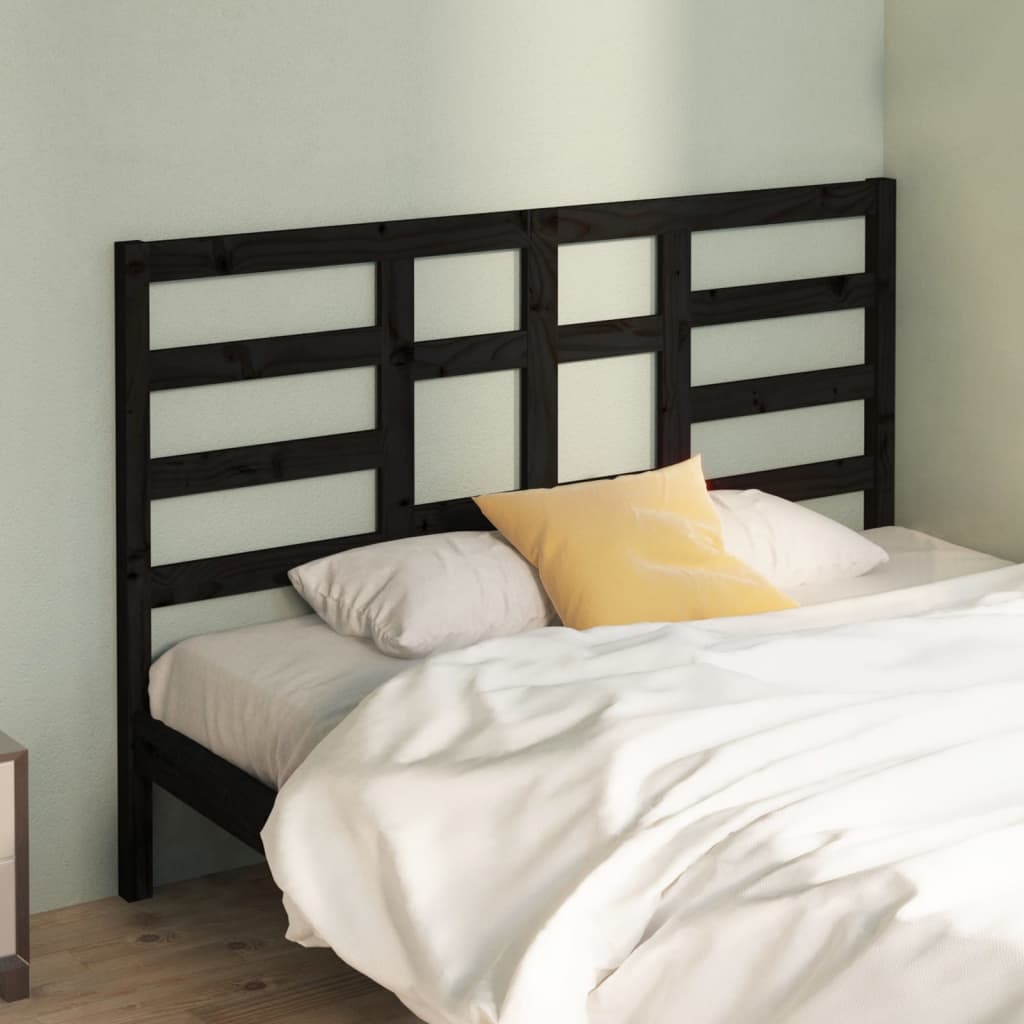 Tăblie de pat, negru, 126x4x104 cm, lemn masiv de pin - Lando
