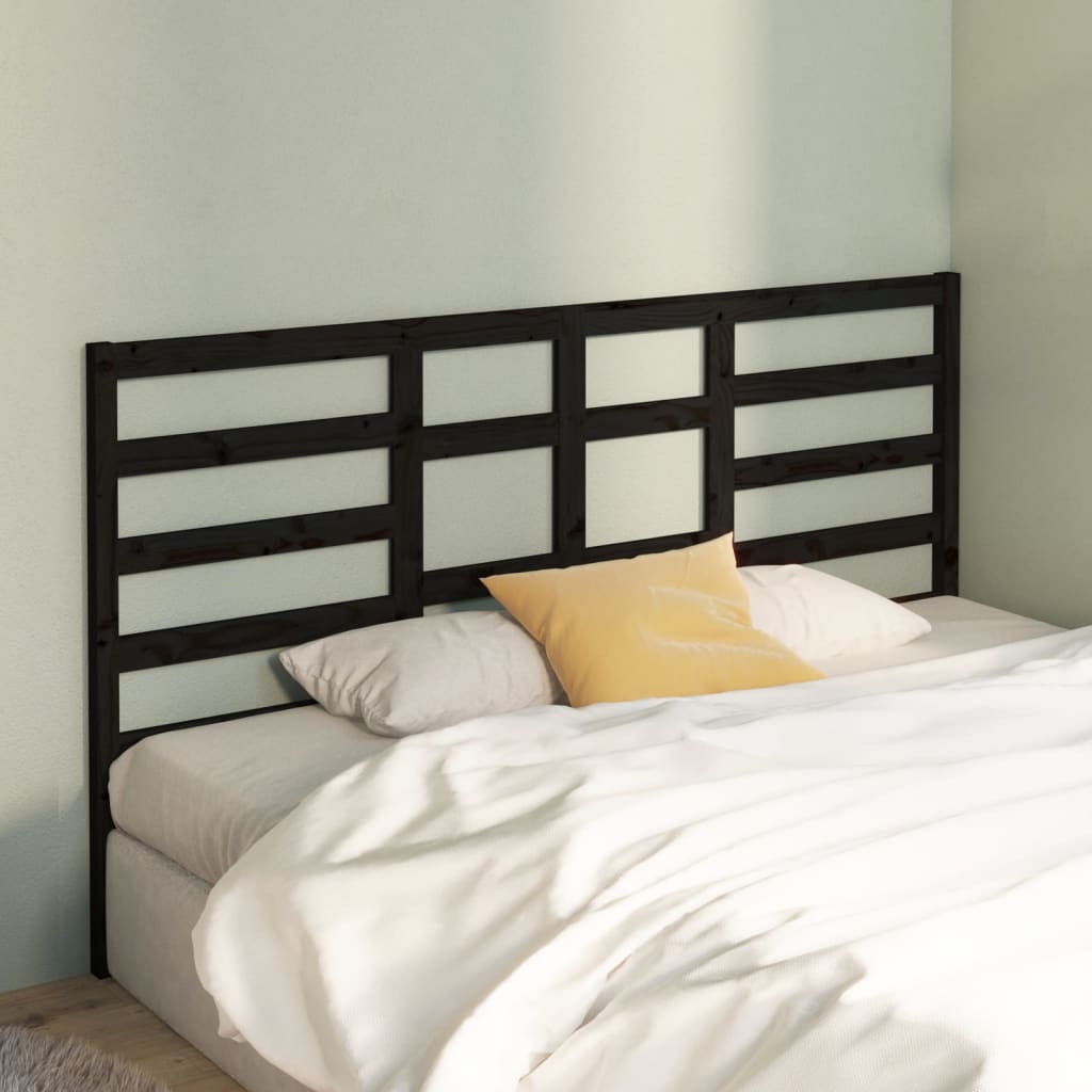 Tăblie de pat, negru, 186x4x104 cm, lemn masiv de pin - Lando