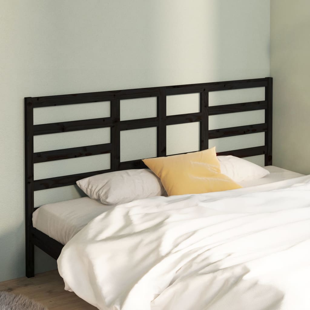 Tăblie de pat, negru, 186x4x104 cm, lemn masiv de pin - Lando
